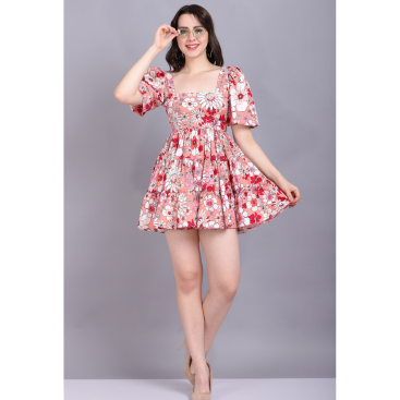 Women's Flared Floral Print Dress(SH013)